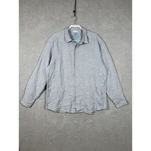Tommy Bahama Shirt Mens Size XL Blue Linen Sea Glass Breezer‎ Casual Button
